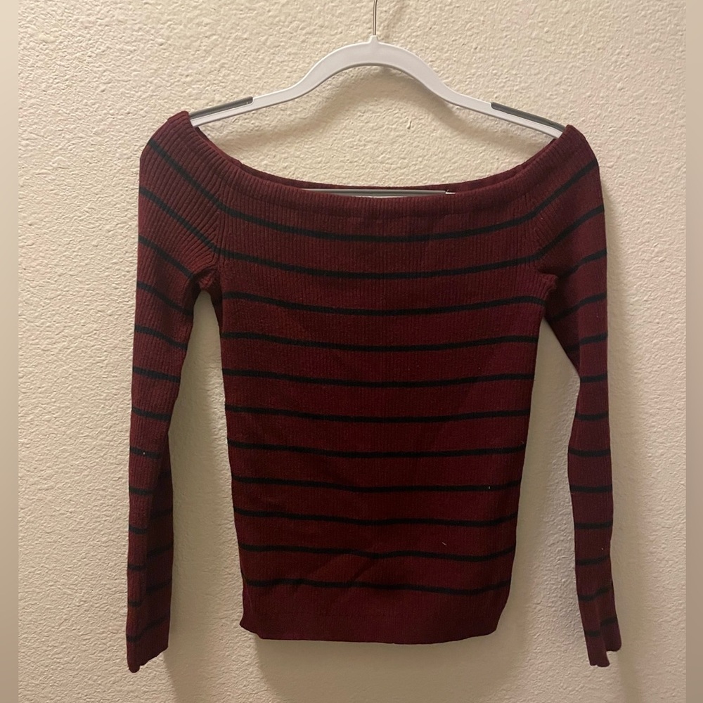 Off the shoulder striped sweater